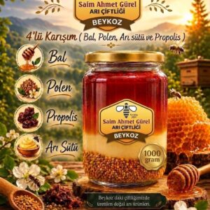BALLI KARIŞIM 4’ LÜ. (BAL, POLEN, ARI SÜTÜ, PROPOLİS ) 1000 GR.